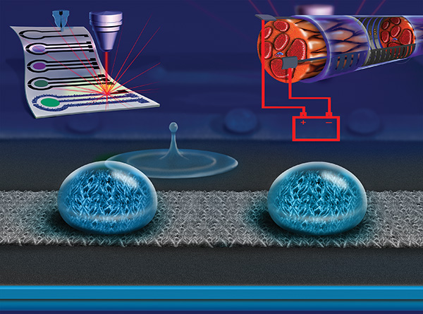 treating printed graphene with lasers to create electronic circuits that repel water