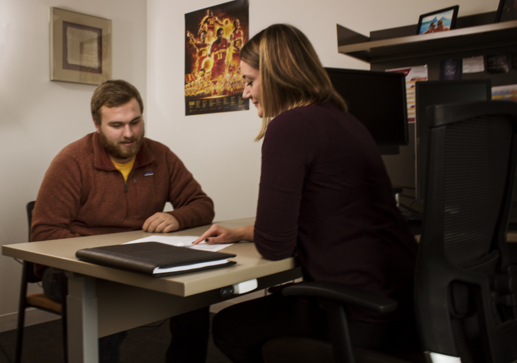 Student and Career Advisor having an advising session.