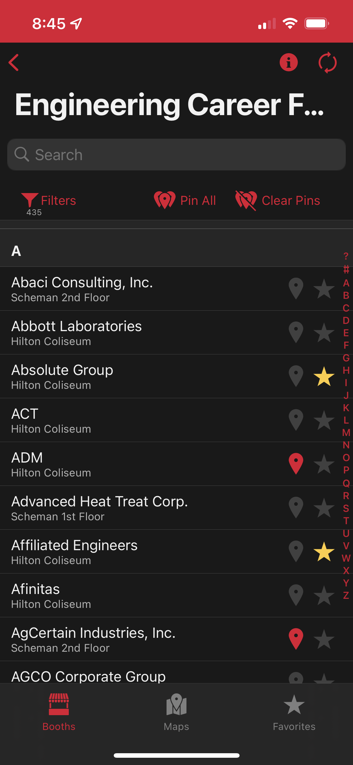 List of employers on the MyState App available to learn more about.