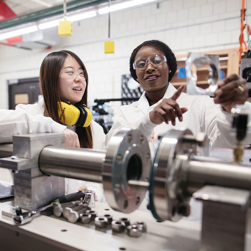 professor and student in lab