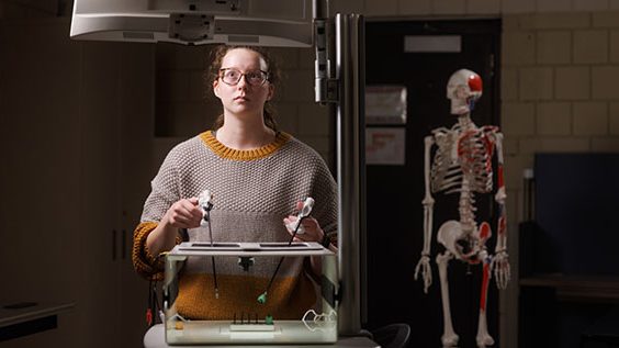 Student works in a lab at ISU