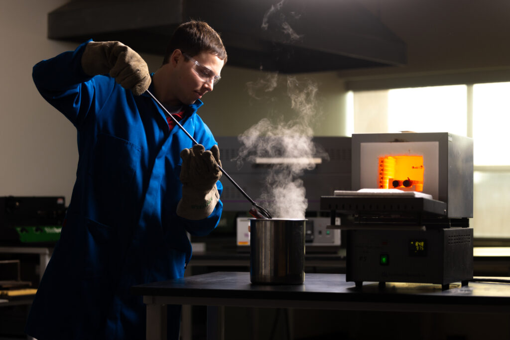 student in materials lab