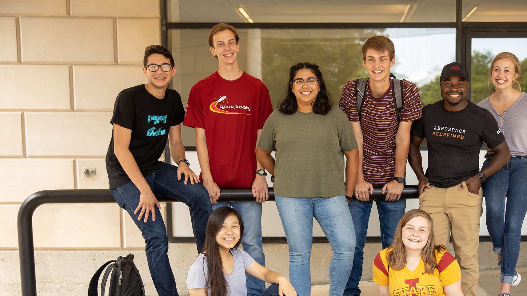 students in front of Parks Library