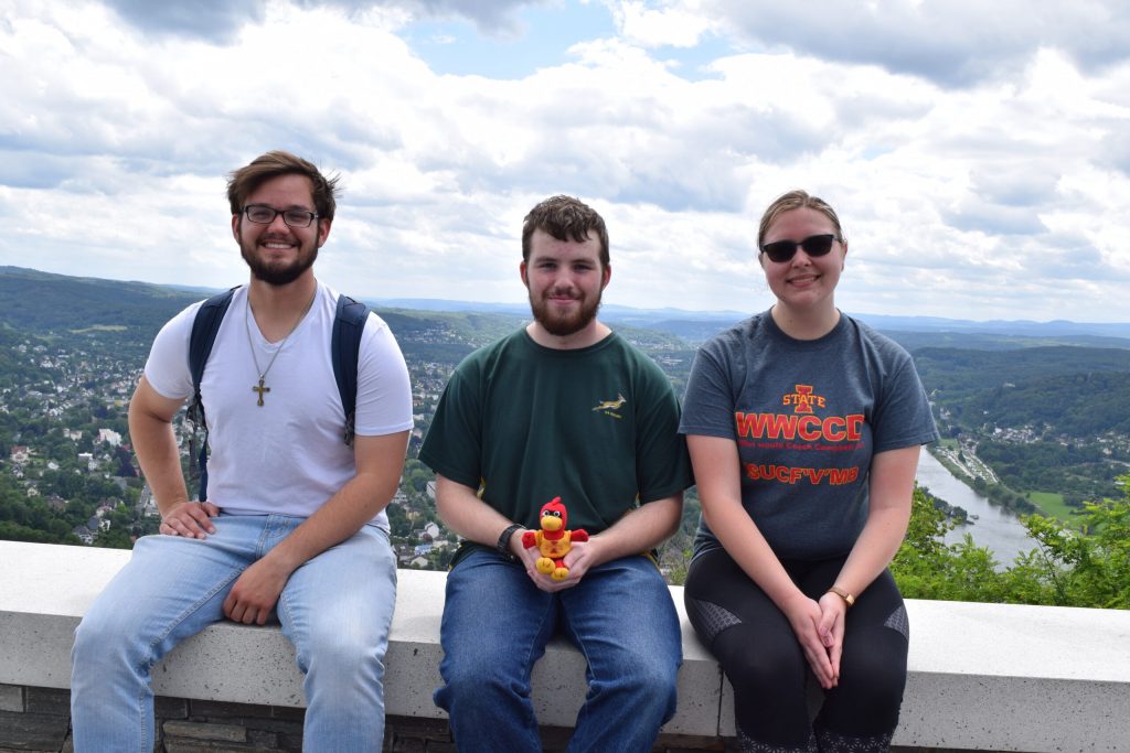 students sitting at scenic overlook