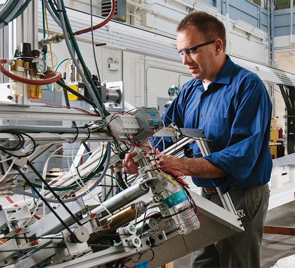 Frank Peters, interim department chair and associate professor of IMSE, in the Wind Energy Manufacturing Lab