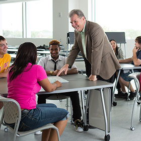 professor interacting with students