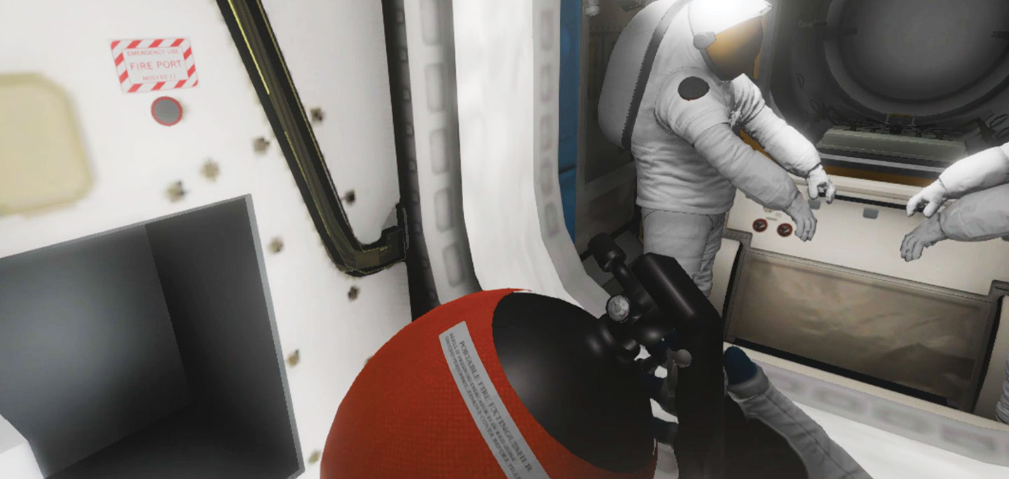 virtual reality view from inside the international space station